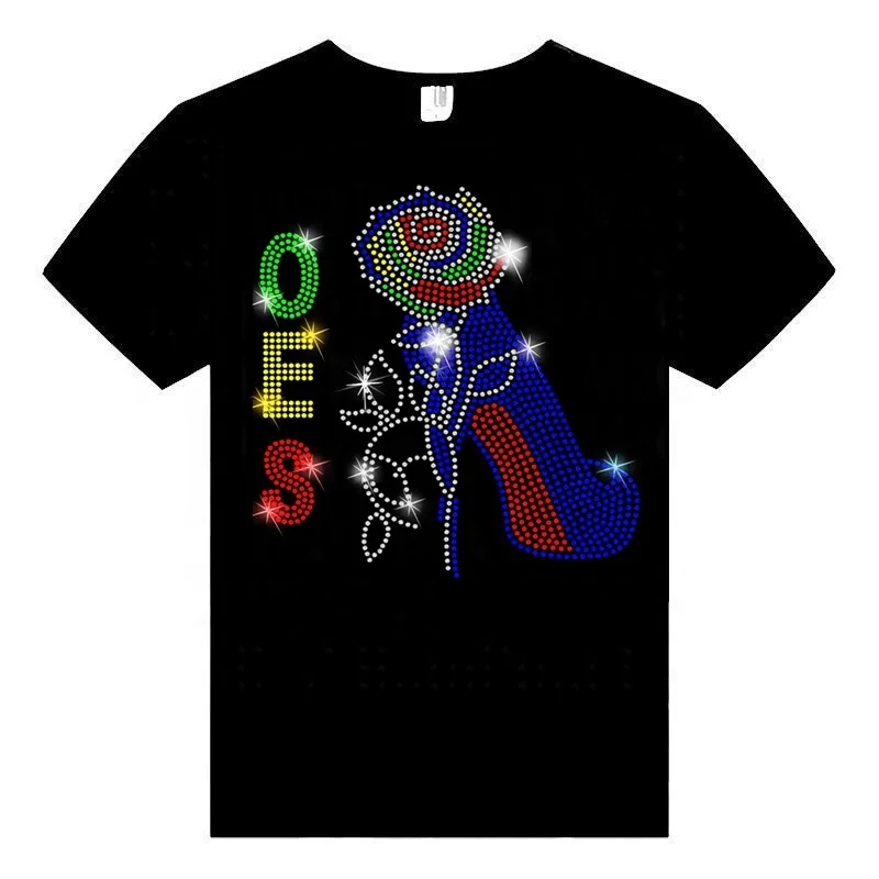 NEW Latest Rhinestone Oes  Rhinestones  Transfer Iron on Patch  Motif Bling Design Hot Fix  for Lady(only Transfer)