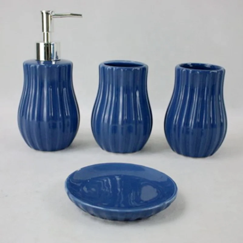 hot selling blue 4 pieces  CERAMIC BATHROOM SET Accessories