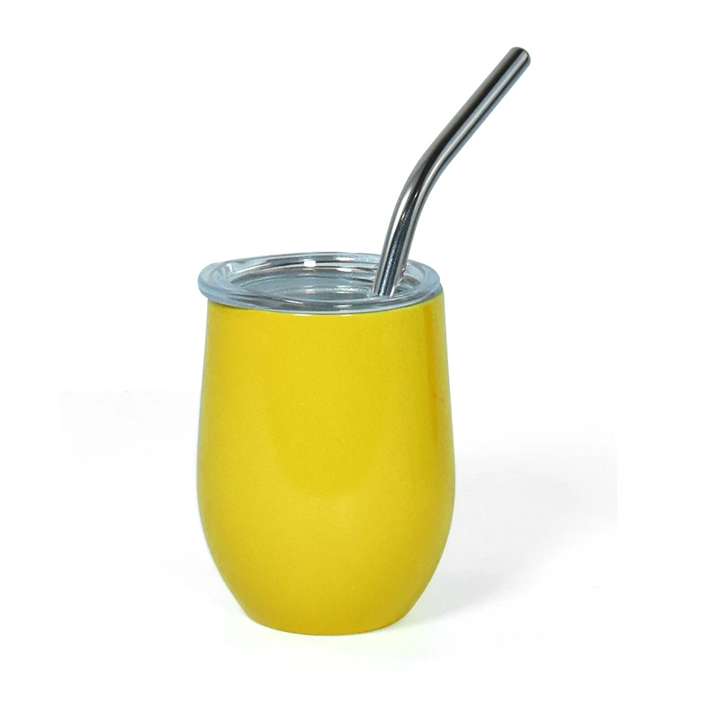 Wholesale Sublimation 3oz Mini Wine Tumbler 4 Mixed Color Double Wall Stainless Steel Tumbler Cup With Lid And Straw