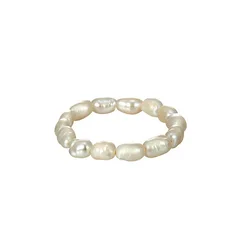 R0109 natural freshwater pearl rings adjustable rice pearl elastic ring women
