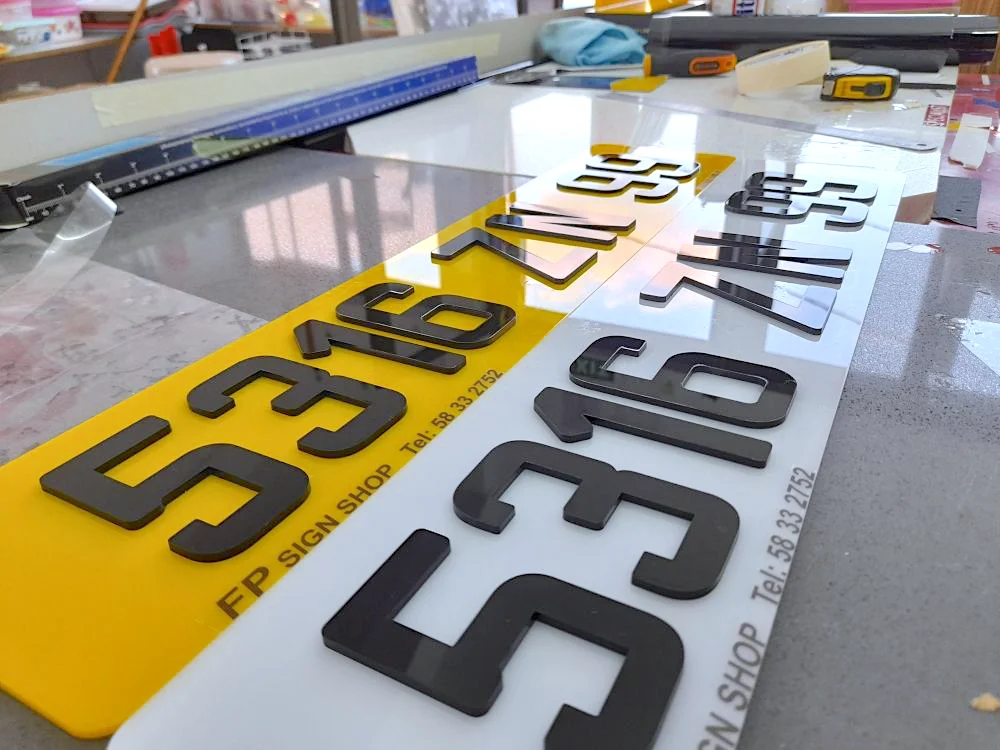 Custom 3d resin gel letter number office name plate 4D Acrylic car nameplate plate letter 5mm UK license plate letters