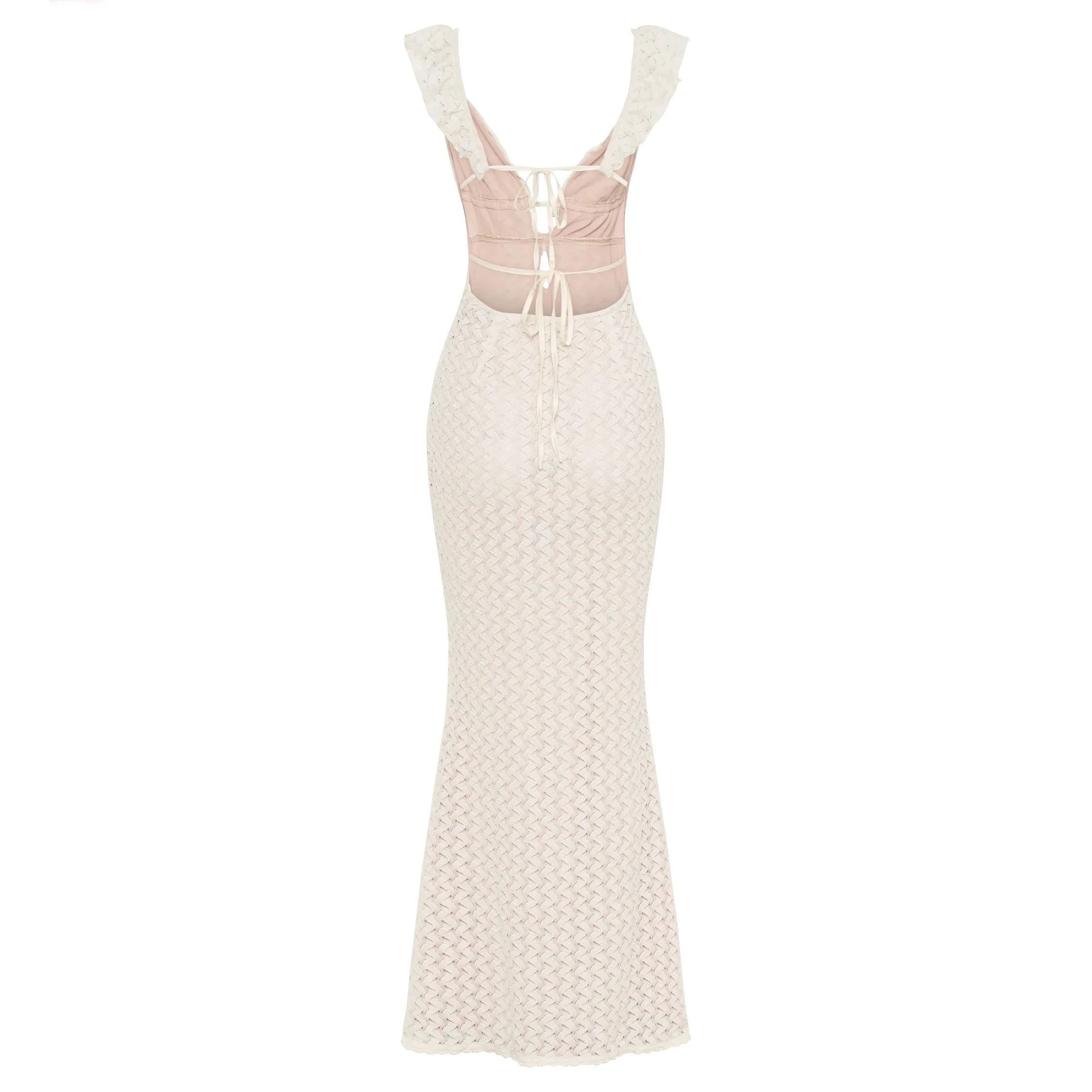 OEM Women Clothes Manufacturer V Neck Sleeveless Backless Lady Dresses Boutique Breathable Summer Women Lace Dress