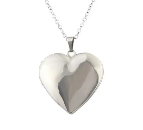 Wholesale Stainless steel love heart shape patterned photo locket necklace blank photo frame locket necklace
