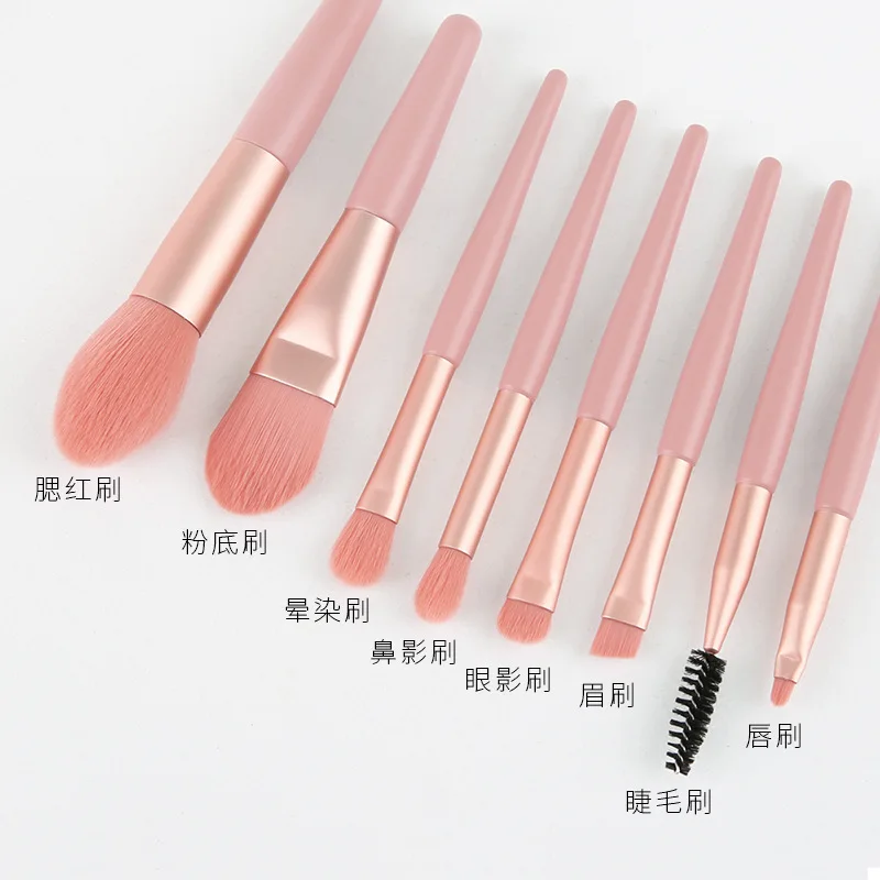 8Pcs Mini Makeup Brushes Matte Wooden Handle Portable Soft Hair Makeup Brush Set Beauty Makeup Tools