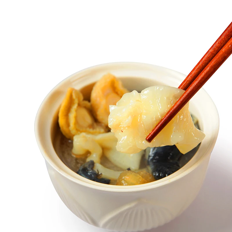 Abalone, sea cucumber and fish maw soup is a popular specialty snack in China