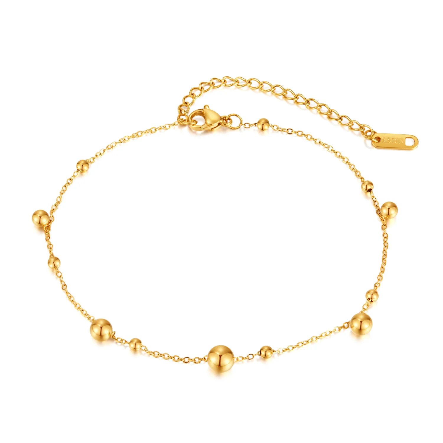 Satellite Bracelet 18k Solid Gold Beaded Bracelet Chains Permanent Stainless Steel Star Jewelry Chains Making Wholesale