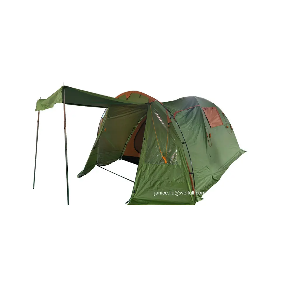 Heated Garden Glamping Camping Tent With Front Hall 4 Person Fiberglass Tent Outdoor for family use