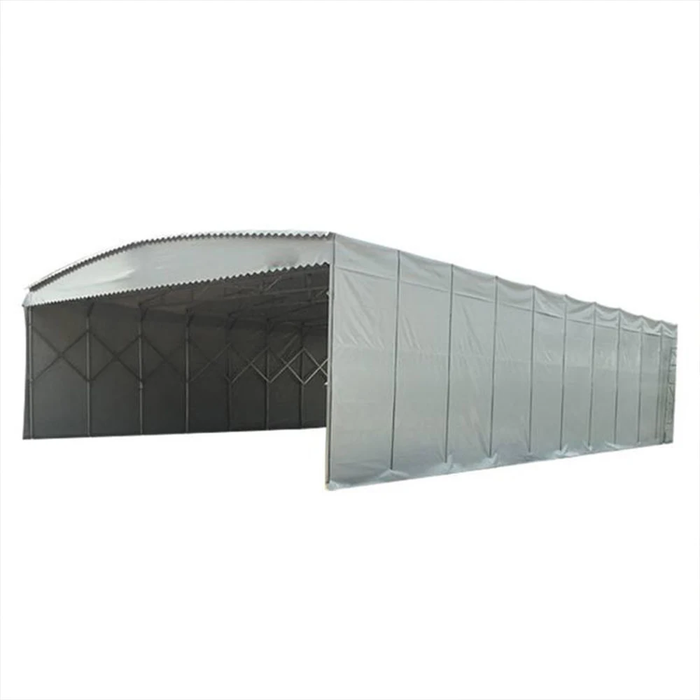 Large logistics warehouse sliding awning outdoor construction site movable retractable awning mobile parking shed