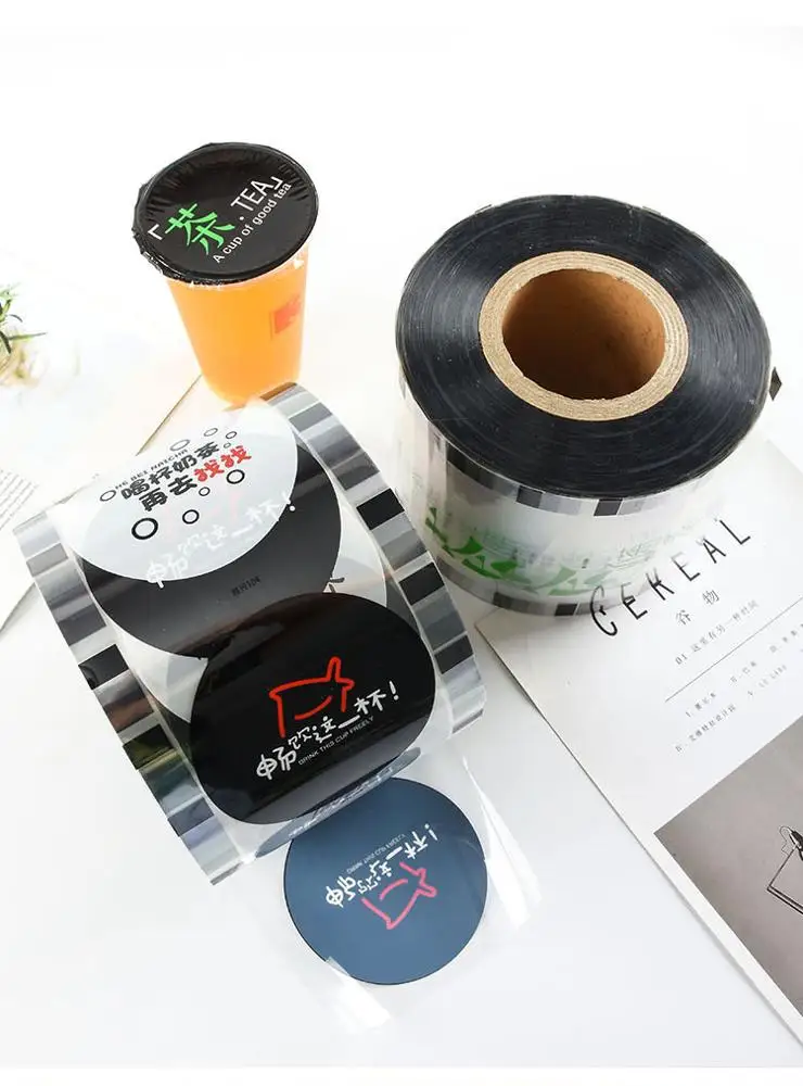 
Plastic Cup Sealing Film laminated PET Lid For Bubble Tea Cup 