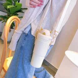 Devil Horns Shaped kids Insulation Flask lovely lady mug with straw and rope Horns Shaped kids Insulation Flask