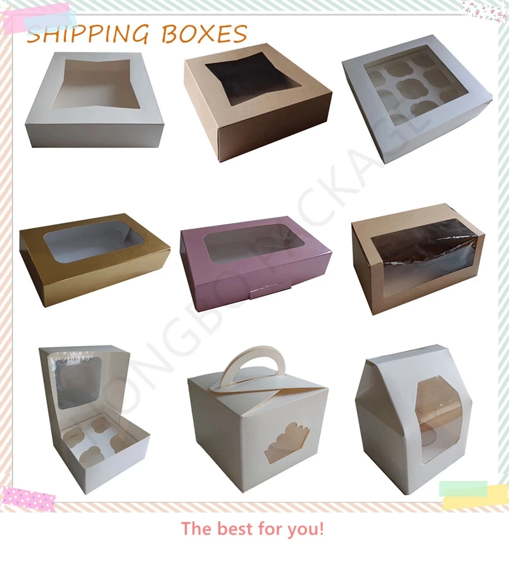 Kraft Cake Boxes with Window Gift Packing Bakery Boxes Dessert Pastry Cupcake Pie Cookies cake packaging box