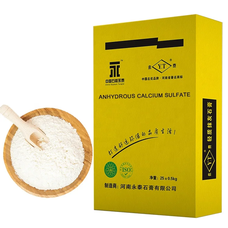 CaSO4 anhydrous calcium sulfate plaster of paris powder sa MUSU anhydrite gypsum powder 25kg bag gypsum powder price per kg