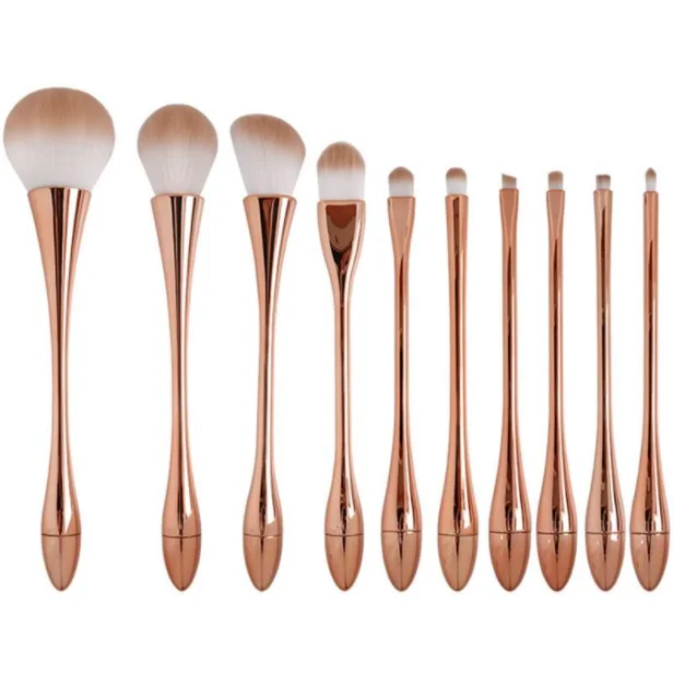 Оптовая продажа 2021, 10 шт., набор косметических кистей для макияжа с искусственными волосами, частная этикетка