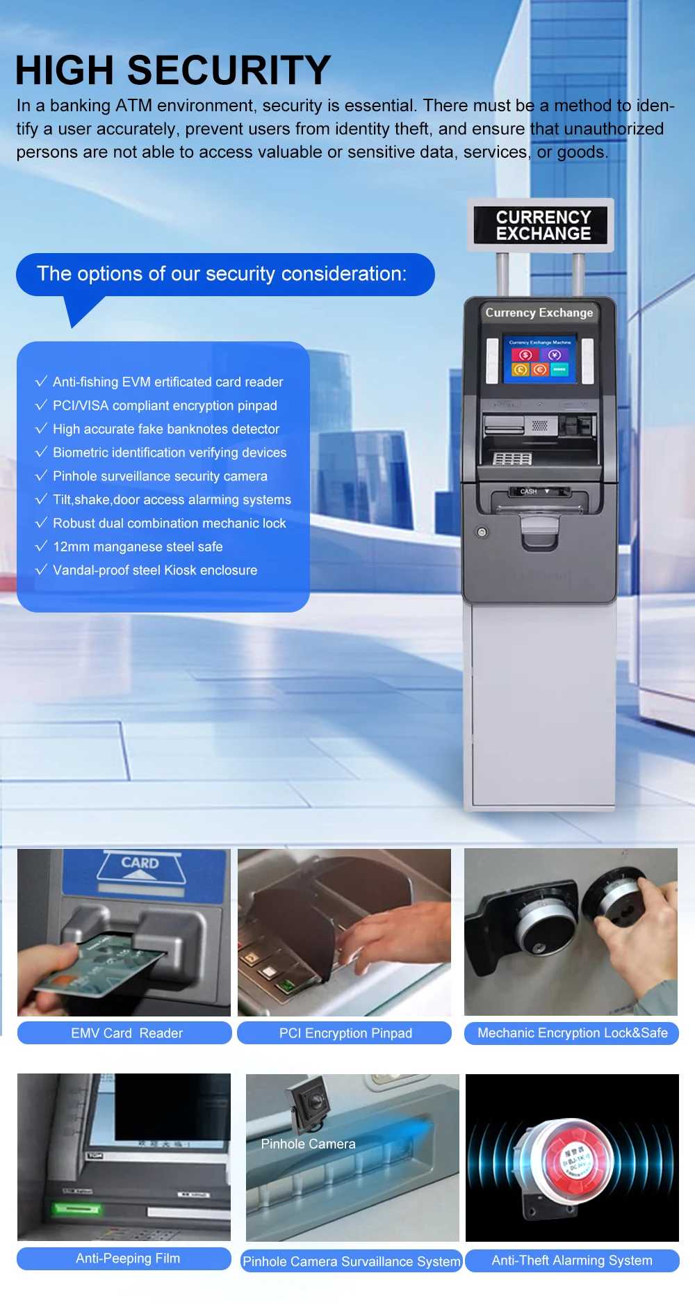 Bank ATM Machine Cash Acceptor Bill Payment ATM Kiosk Machine Cash Dispenser Deposit Recycler ATM Machine