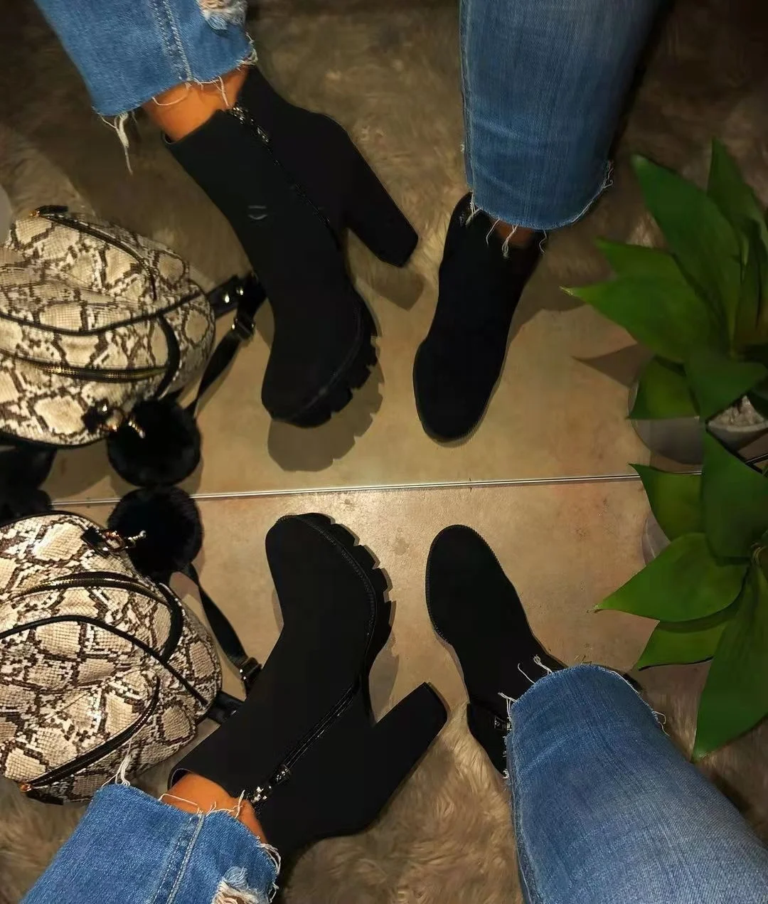 LFZ-59 Ladies Footwear Shoes 2022 Platform Boots Short Ankle Boots Women Shoes Outdoor Winter Boots for Women