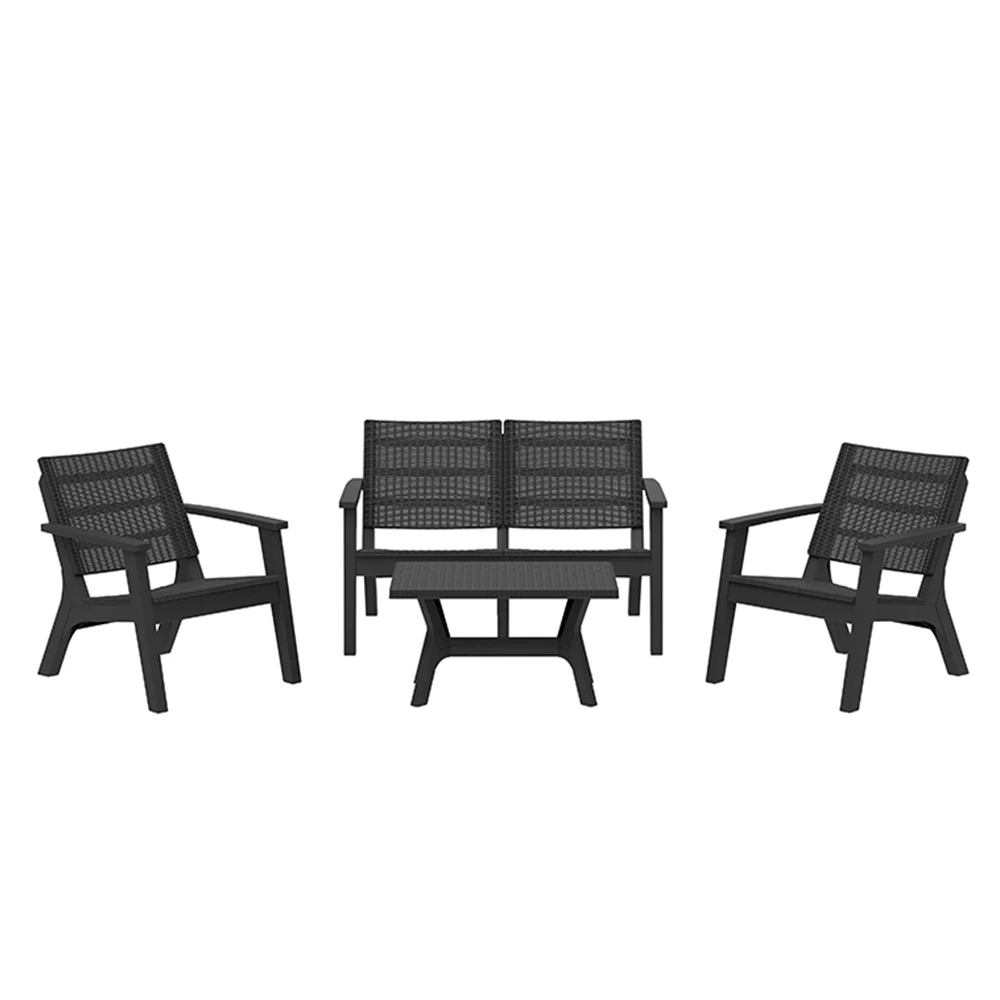 SUKK Garden Furniture Outdoor Indoors Plastic Sofa Set For Farmhouse
