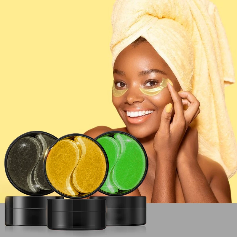 Aloe vera transparent coloured hydrogen seaweed collagen crystal eye mask sheet hydrogel eye mask