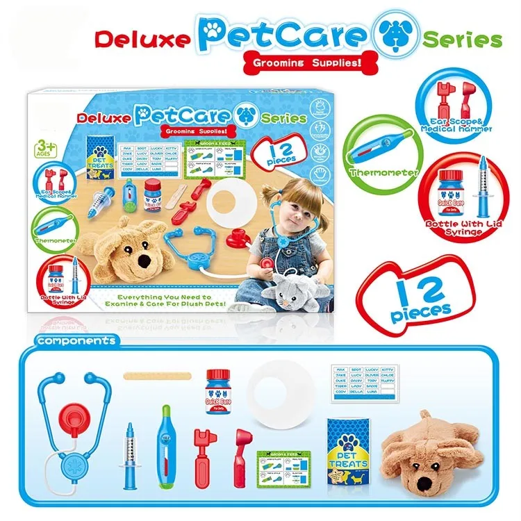 
18PCS doctor role play toy set plastic play house toy pet vet set pet doctor toy 