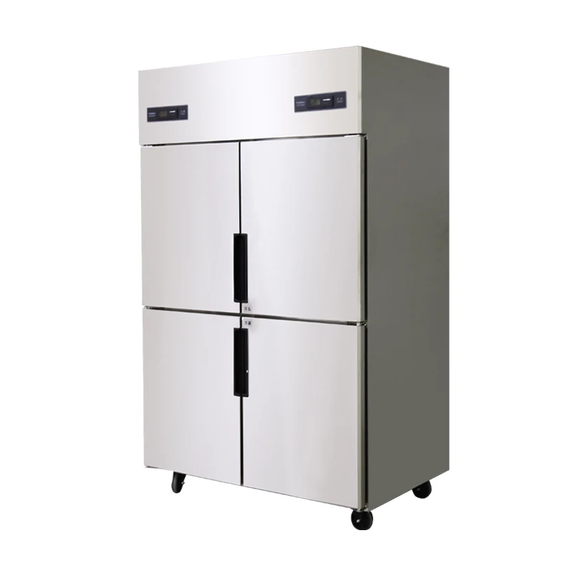 Commercial Four Door Refrigerator Stainless Steel Kitchen Refrigerator Double Temperature Freezer Vertical