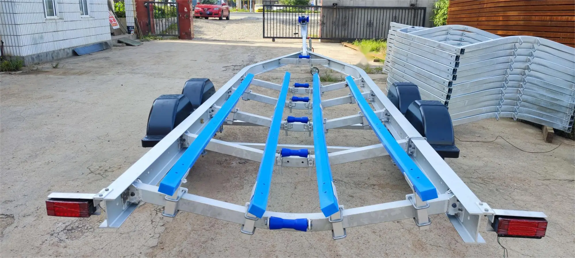 27ft  tandem axle poly bunks torsion axles aluminum boat trailer