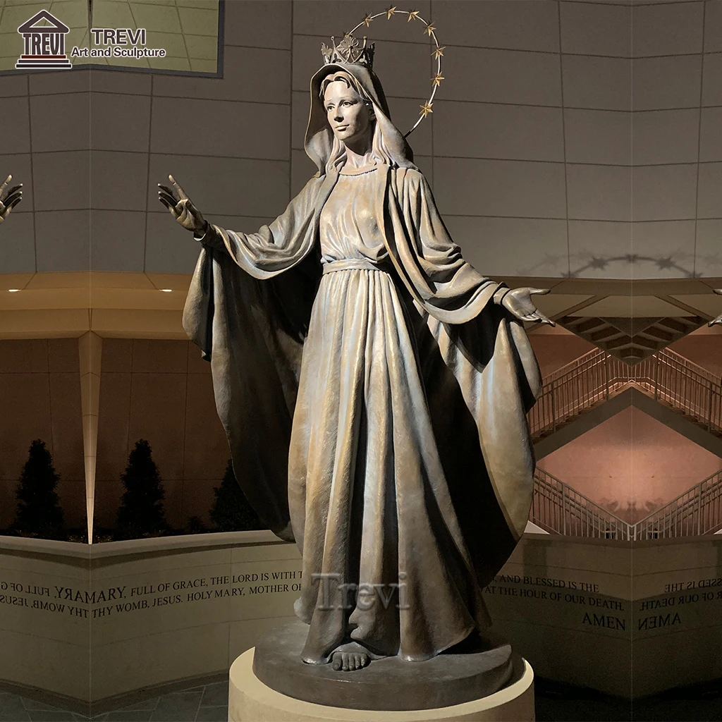 Custom Religious Cast Metal Mary Maria Brass Classic Bronze Sculpture For Church