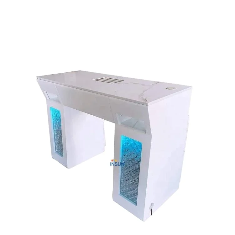 With colorful LED light!Modern salon furniture manicure table nail salon equipment nail desks