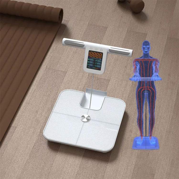 8 Point body fat scales large VA screen remove AI smart wifi bmi digital body scale with scanner fat scale app with handle bar