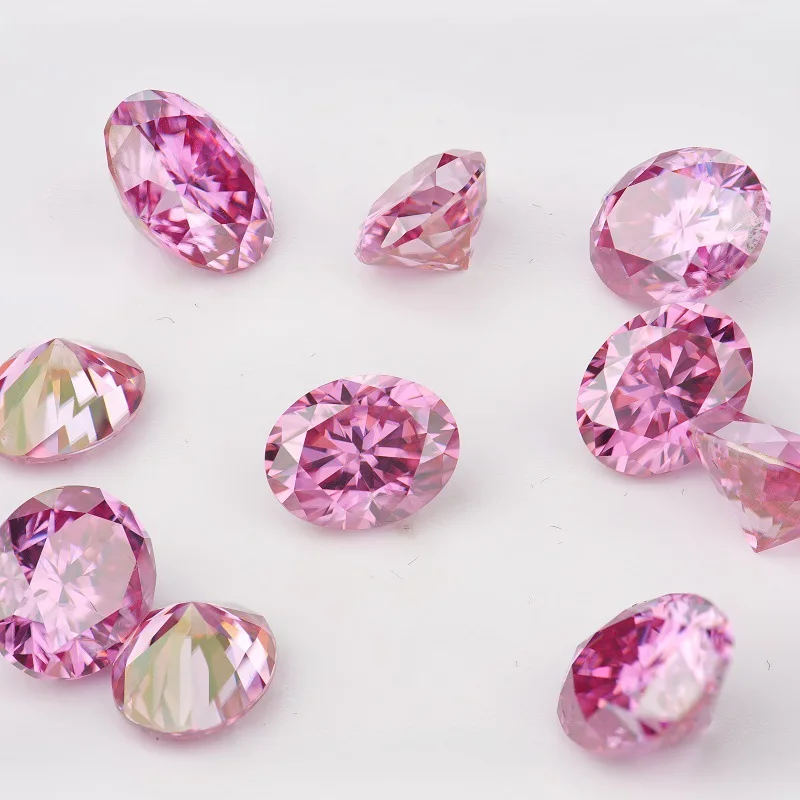 Wholesale multicolored vvs oval cut loose moissanite stone yellow pink gra certified moissanite loose diamond