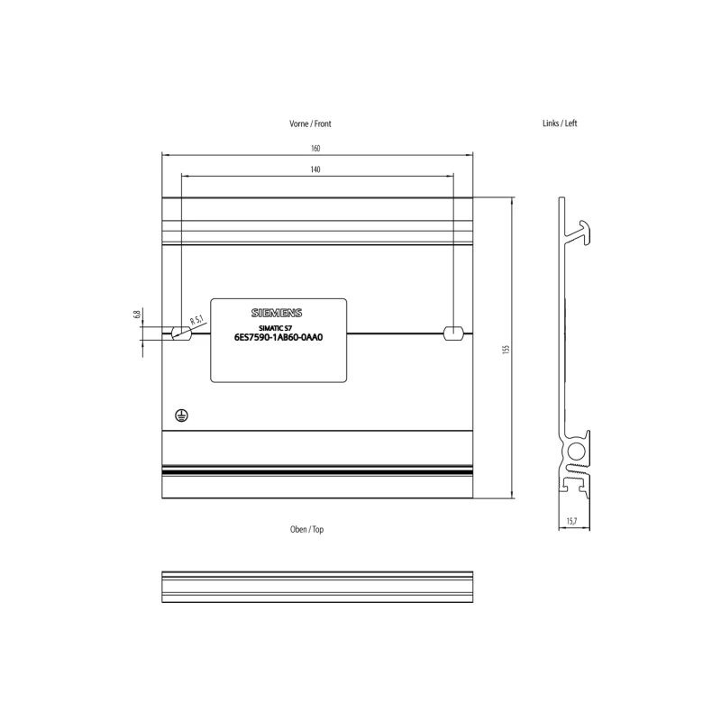6ES7590-1AB60-0AA0 PLC Industrial Automation System Original Package SIMATIC S7-1500 Mounting Rail 160 mm  6ES75901AB600AA0