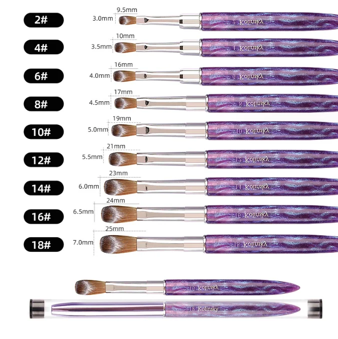 hot sale metal handle kolinsky hair nail brush luxury package acrylic nail art brush