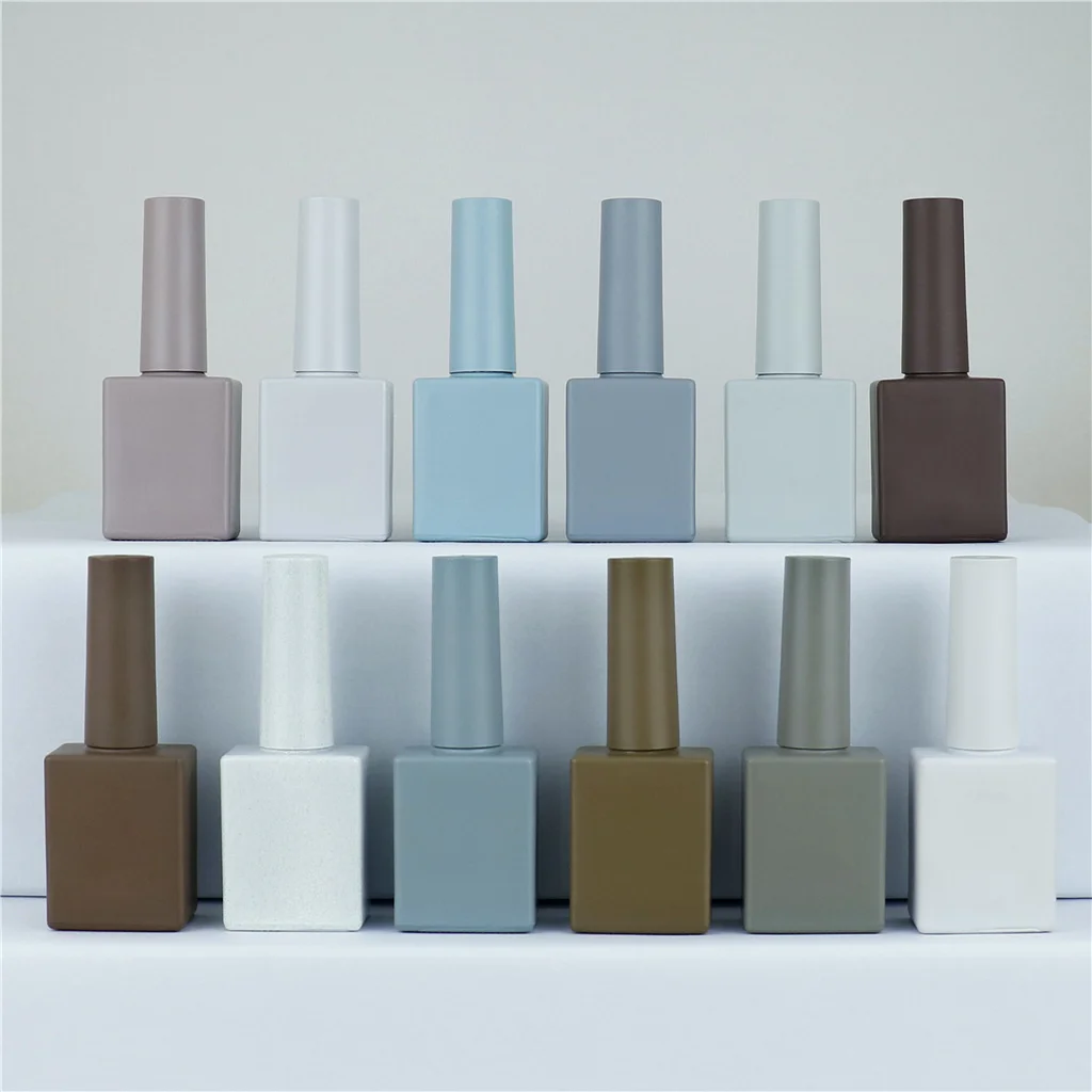 OEM custom wholesale 8ml 10ml 15ml 16ml square nail polish bottle with caps yellow orange fancy nail polish bottle