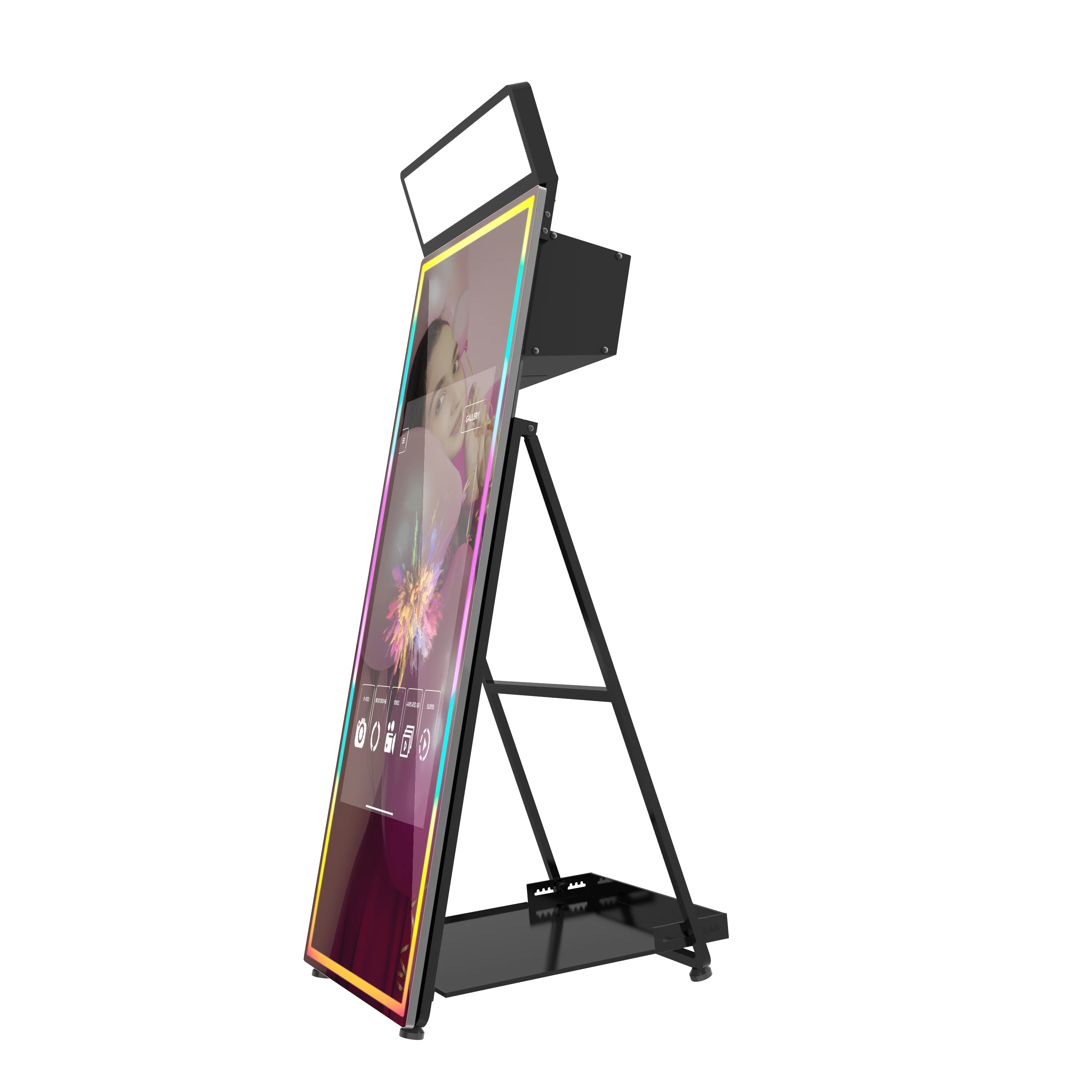 Wedding Beauty Pic Foldable 72 Inch Large HD Mirror Photobooth with 43 Inch Touch Screen and RGB Lights