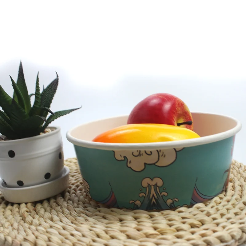 Eco-friendly disposable paper food container paper hot soup 650ml bowl with custom logo printing