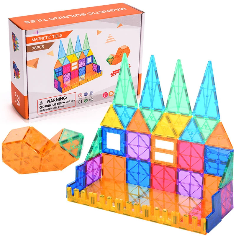 30PCS Magnetic Tiles Building Blocks, 3D Magnet Blocks Construction Playboards for Kids Toddlers, Educational STEM Preschool Toy