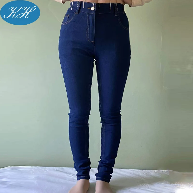 Штаны для верховой езды из эластичной джинсовой ткани с силиконовой нашивкой