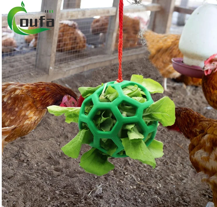 Chicken Vegetable Feeder Ball Fruit Holder Cabbage Feeder Hanging Tool for Hens Chicken Coop Goose Duck Large Birds