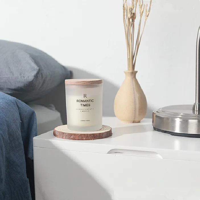 High Quality Empty Frosted Small Candle Jar Container Candle Jars Glass with Lid for Christmas Gift