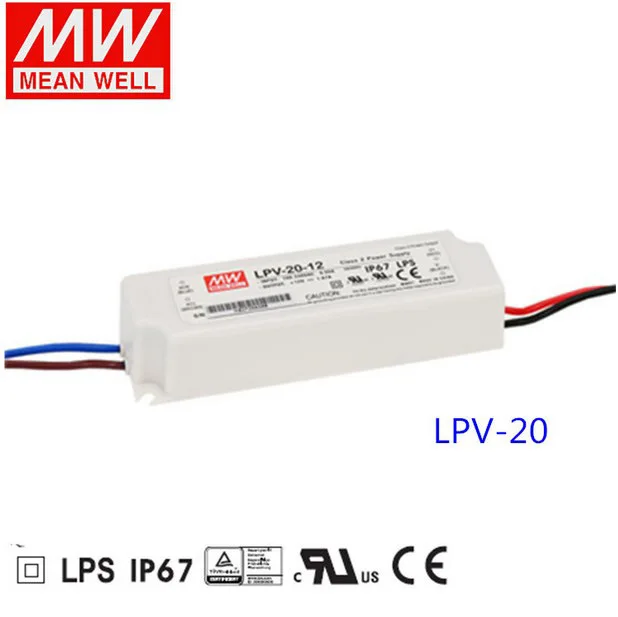 Meanwell MW LPV-20-12 LPV-20-24 LPV-20-5 LPV-20-36 20W mean well IP67 Outdoor CV AC/DC 24V 12V 5V 36V led switching power supply