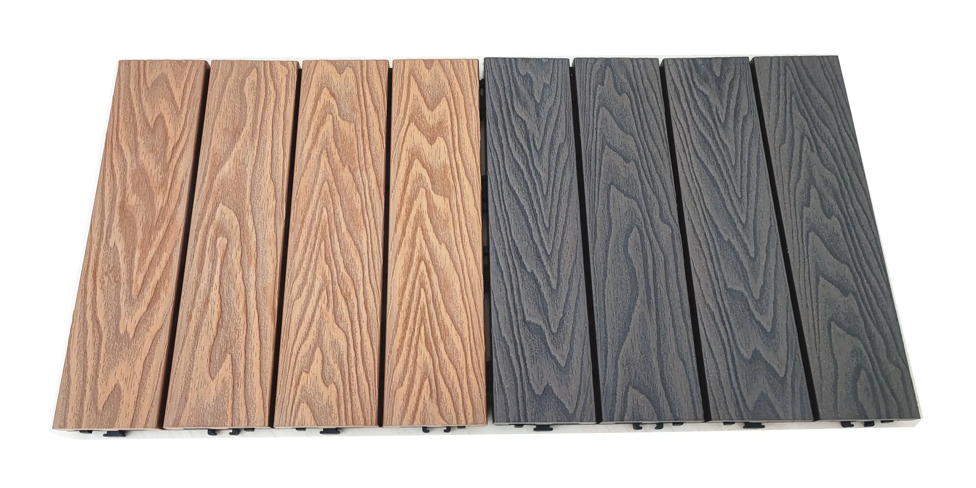 3D Embossed Wood Grain WPC Decking Tile Garden Flooring Tile