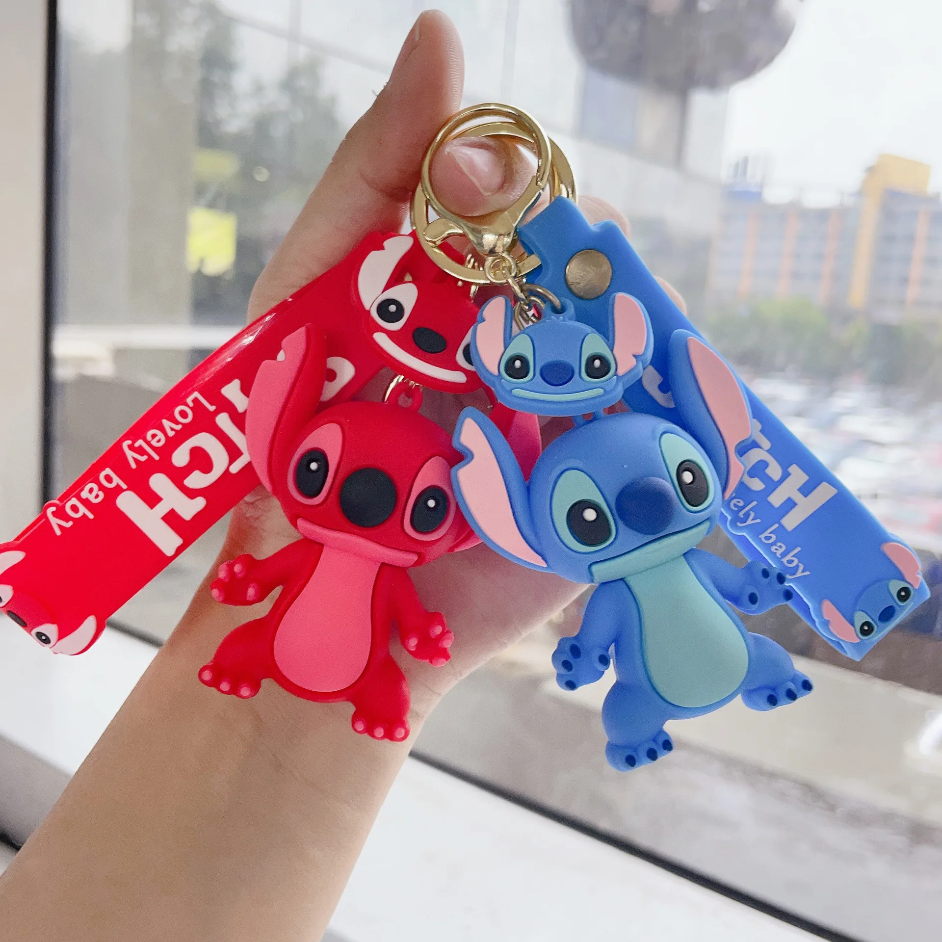 2024 new Hot Sale 3D PVC Rubber Key Chain Keyring Cute Cartoon Lilo And Stitch Keychain For Backpack Bag Pendant Accessories