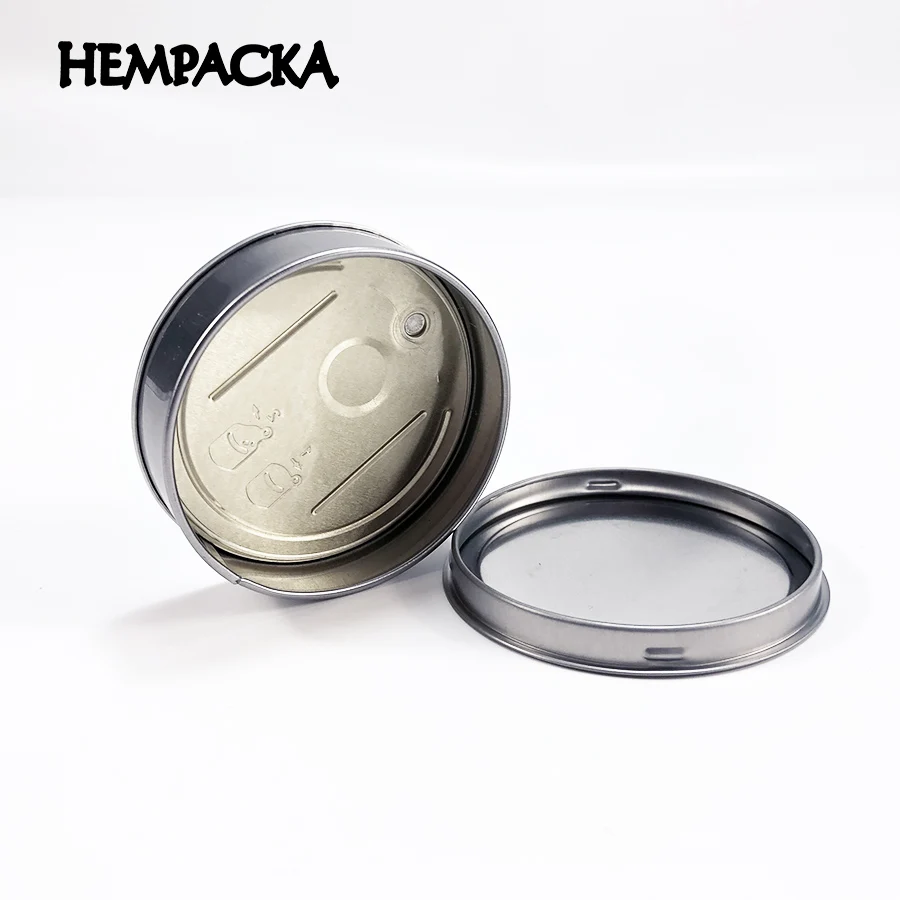 
HEMPACKA Custom Labels Press It Tin Cans 3.5g Round Tuna Weed Tin Can For Food Packaging 