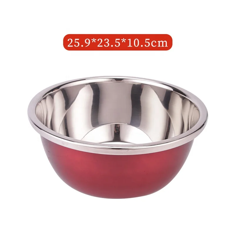 Kitchen Accessories Color Coating Soup Bowl Basin Stainless Steel Mixing Bowl Set knorr Salad Dressing