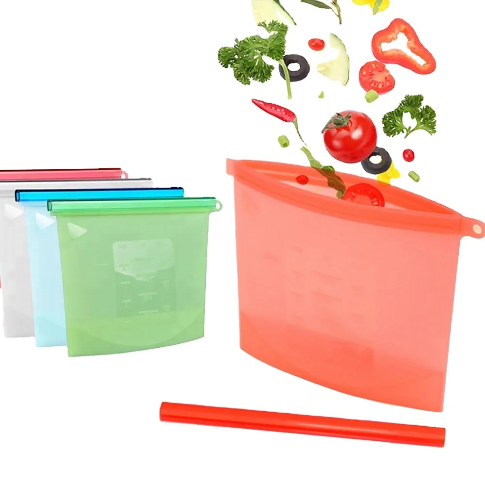 
Amazon Hot Selling 1 L Silicone Food storage Bag With Zipper Vegetable Fruit Meat Portable Storage Containers Freeze Sack  (60761030734)