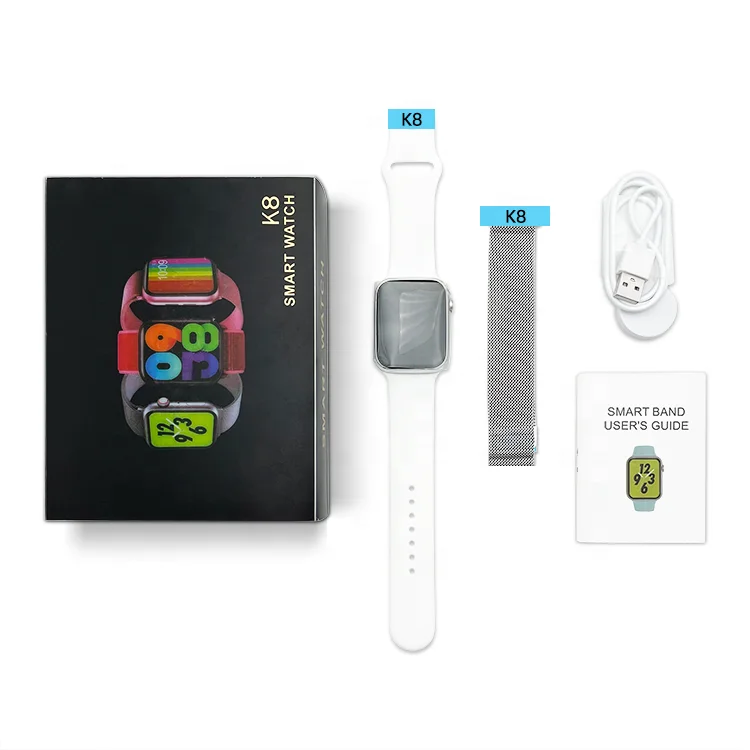 K8 Smart Watch Series 6 Silicone Milan Steel Double Strap 1.8 Inch Screen Wireless charging Smartwatch