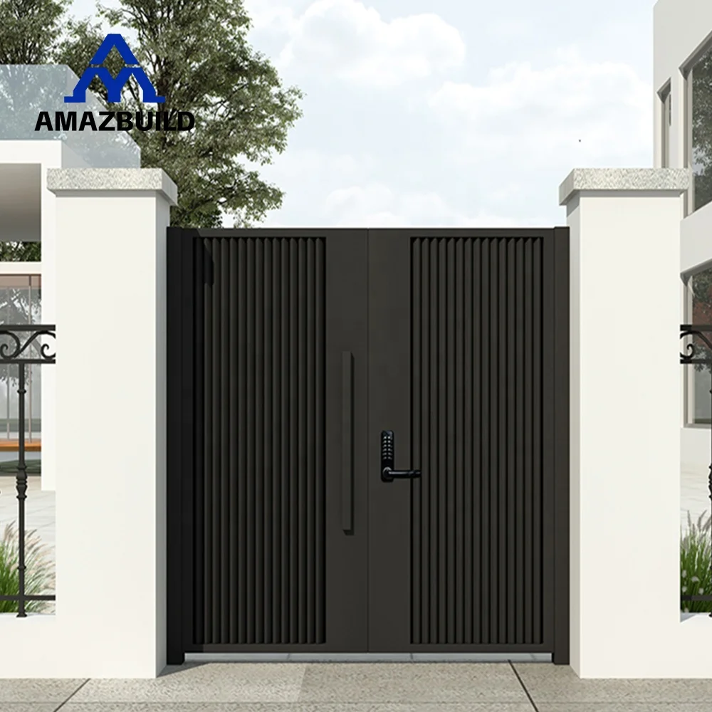 AMAZBUILD Customized Iron Swing-Open Style Gate for Villa Entrance House Boundary Wall & Courtyard Main Design