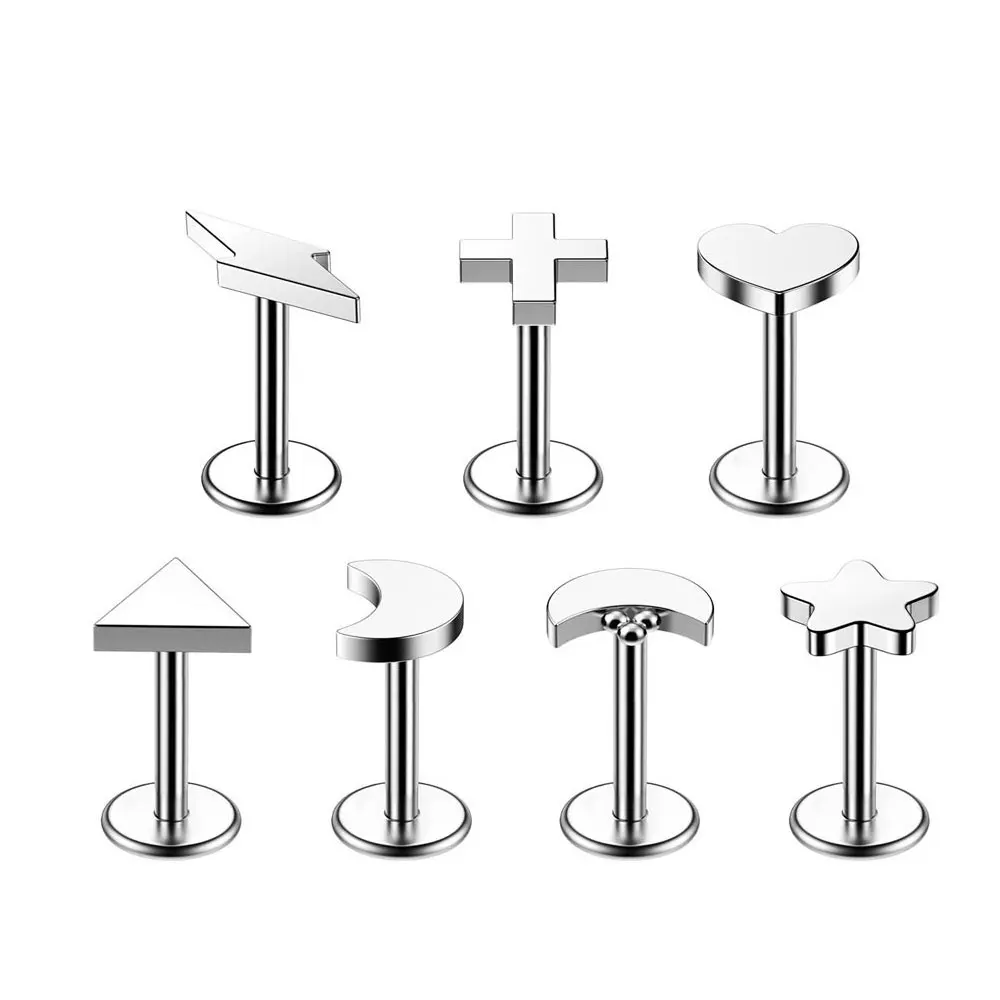 Hot selling G23 ASTM F136 titanium mens jewelry wholesale 16g stars moon cross and heart studs earrings jewelry korean earrings