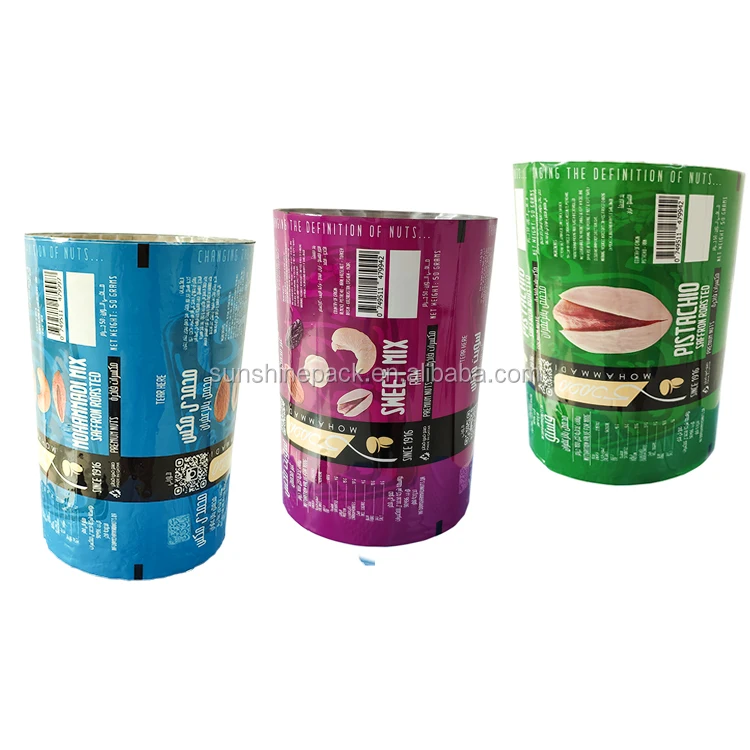 Food packaging film roll Banana Chips Snack filling machine plastic film roll