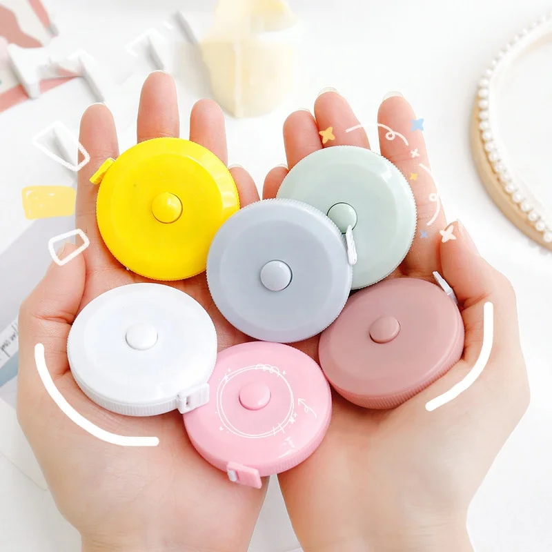 Factory Price Plastic Sewing Tools Automatic Retractable Colorful Round Ruler Mini Tape Measure with Logo Custom