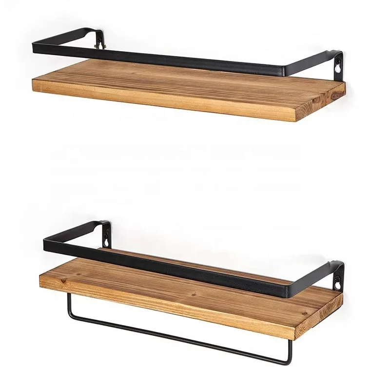 Wall Shelves Set Of 2, Wall Mounted Wood Shelves For Home Decor, Bedroom, Living Room, Bathroom, Kitchen