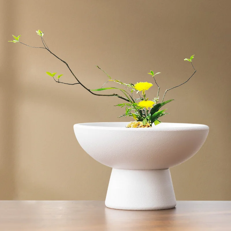 Creative simple flower arranger pot decoration living room desktop ceramic Chinese decorative basin